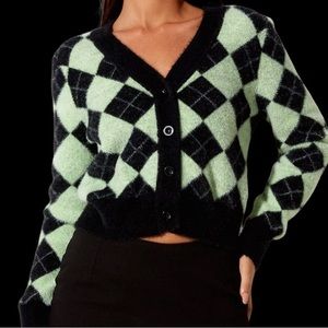 MOTEL ROCKS - Saidi Cardigan in Diamond Black and green